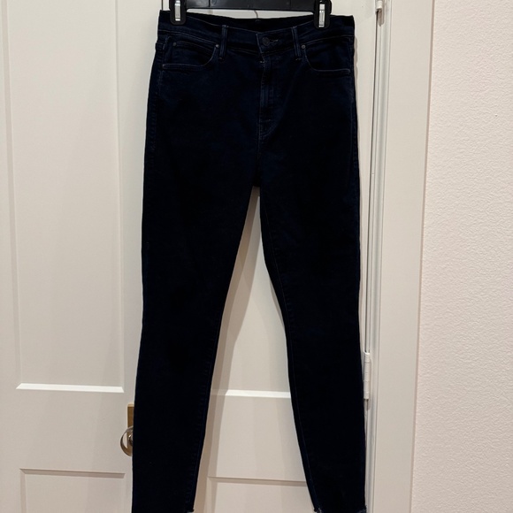 Mother Jeans The Stunner Zip Two Step Fray Last Call 28 Dark Wash Skinny Leg - Picture 1 of 8